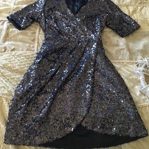 Sparkle 3/4 Sleeve Wrap Dress